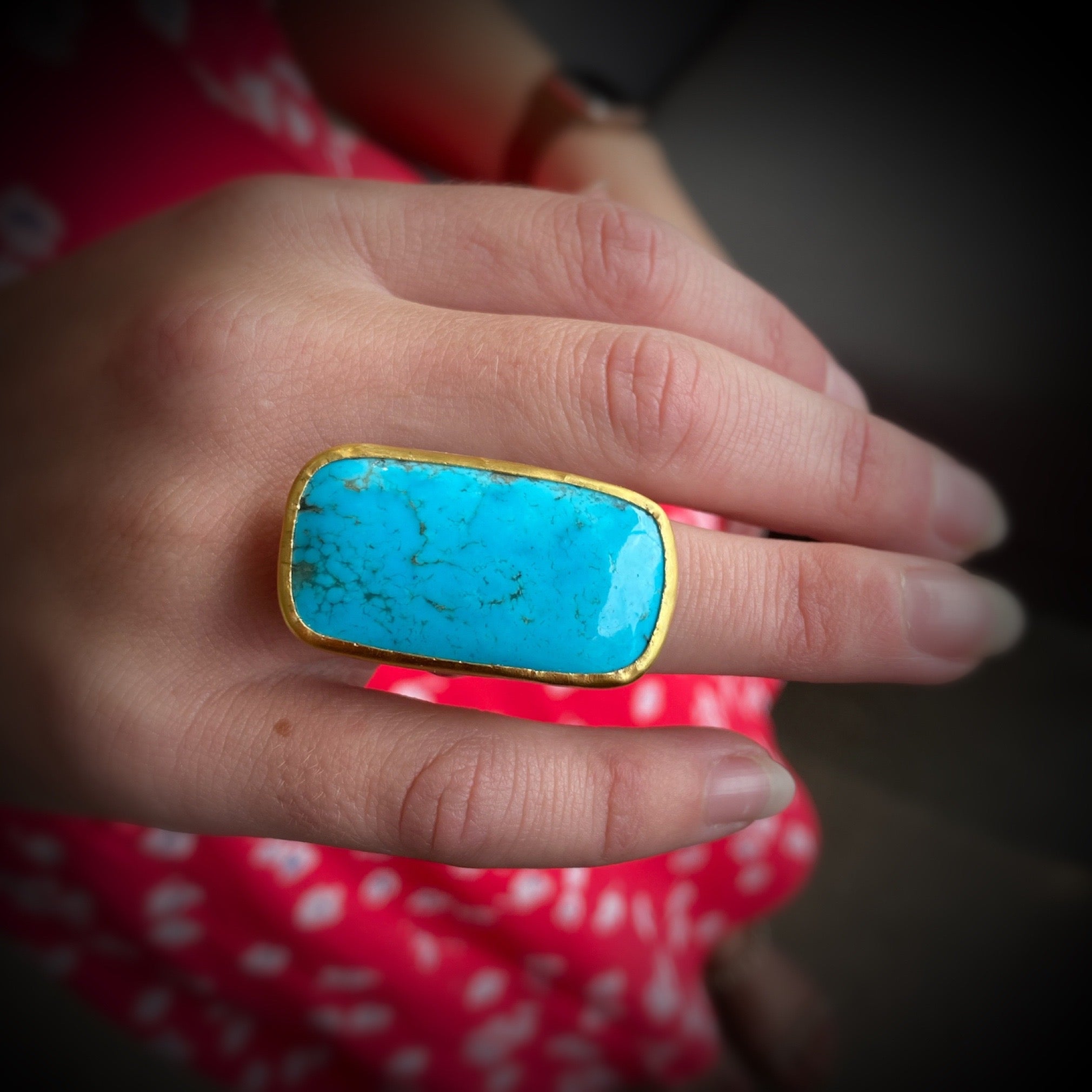 Vintage 1970's Sterling Silver Box Turquoise Statement Ring Selected By  Afterlife Boutique | Free People